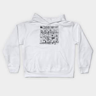 Grid design in scribble design in green Kids Hoodie